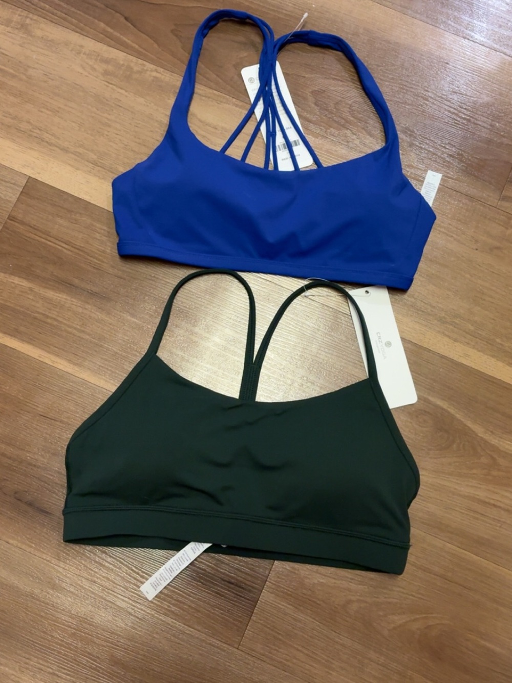 CRZ YOGA Strappy Sports Bras - Royal Blue & Black